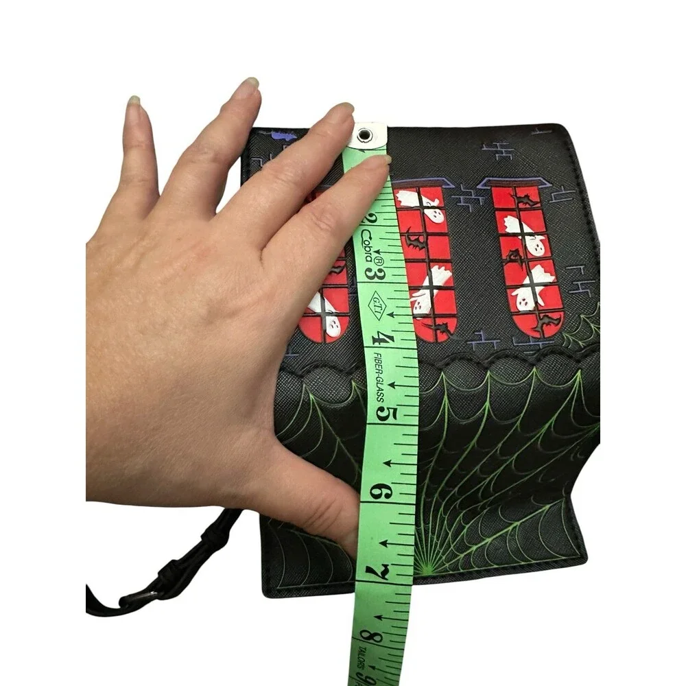 Mad Engine Haunted House Ghosts Dracula Spider Web Crossbody Bag Black EUC